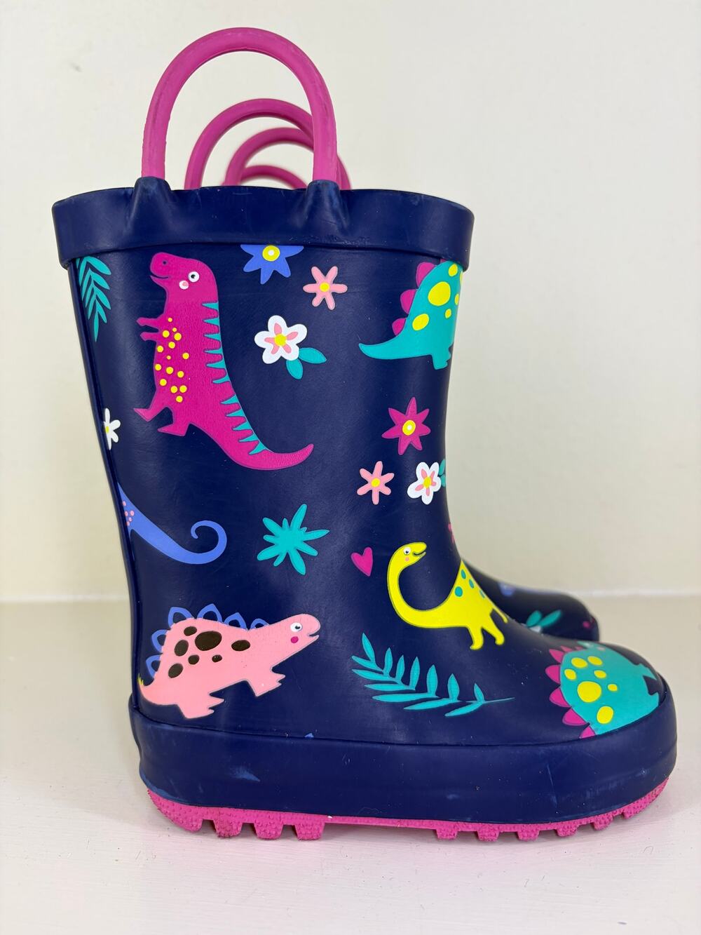 Girl Navy Blue Dinosaur Rain Boots size 5
